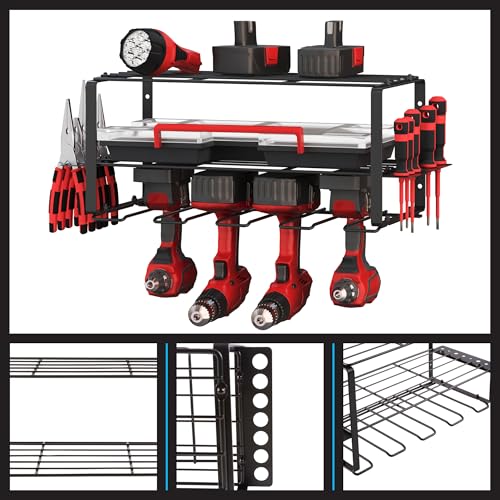 Power Tool Organizer - 3-Tier Garage Shelving Unit with 110lb Max Capacity - Wall Mount Garage Storage System for Tools by Stalwart by Stalwart - Image 6