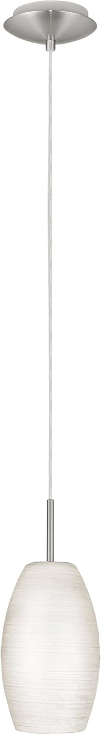 EGLO Batista1 1-Light Pendant Hanging Adjustable Lighting Fixture with Glass Shade for Kitchen Island, Hallway, and Dining Room, 60W, 72 in, White