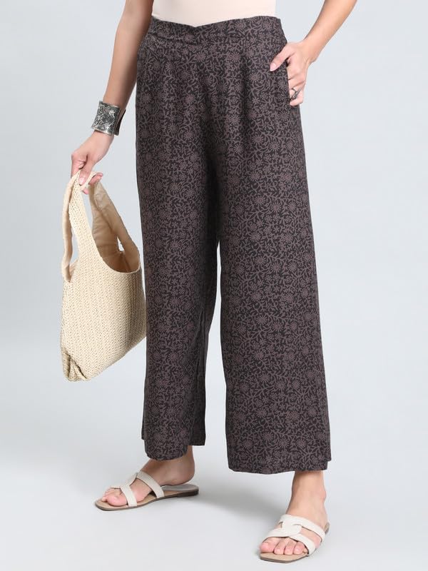 Image of GO COLORS Soft Viscose Printed Palazzo Full Length for Women| Breathable, Mid Rise