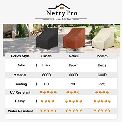 Nettypro Patio Chair Covers Waterproof Outdoor Furniture Swivel Recliner Rocking Lounge Deep Seat Cover, Fits Up To 30" W X 33" D X 34" H, 2 Pack, Black #TOP6
