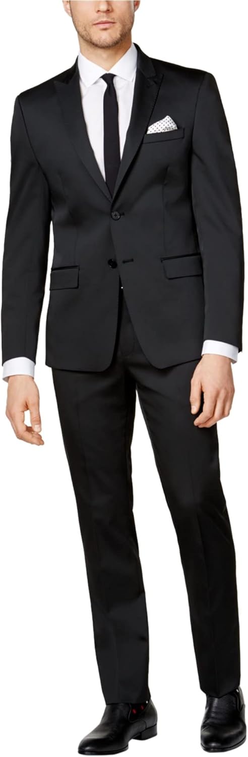 Calvin Klein Mens Peak Lapel Big & Tall Formal Tuxedo