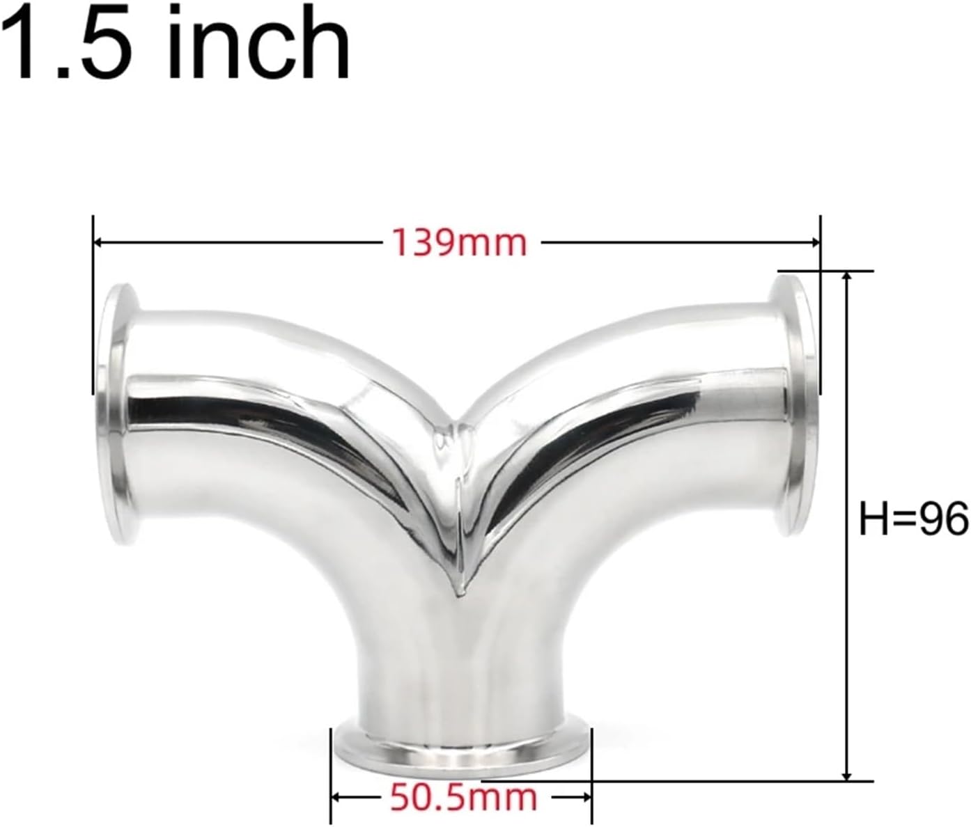 1.5" 2" Clamp Double Elbow Tee Y Type 3 Way Cross SS304/SS316L Stainless Steel Pipe Fitting Tube OD 38 51mm Homebrew(1.5 inch,SS304)