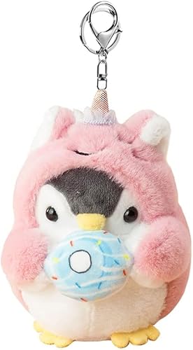 Tarieson Cute Fluffy Penguin Keychain Creative Cosplay Costume Plush Keyring Purse Backpack Decoration Accessories - Unicorn
