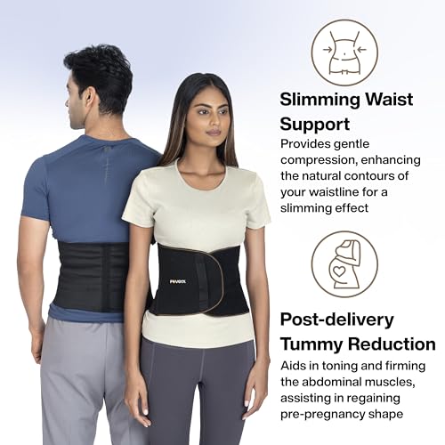 Image of FOVERA Abdominal Belt 9 Inch, Ideal for Lower Back Pain Relief, Slimming Waist, Post Delivery for Tummy Reduction, Breathable Material For Men & Women (Size - XXL, 1 Unit)
