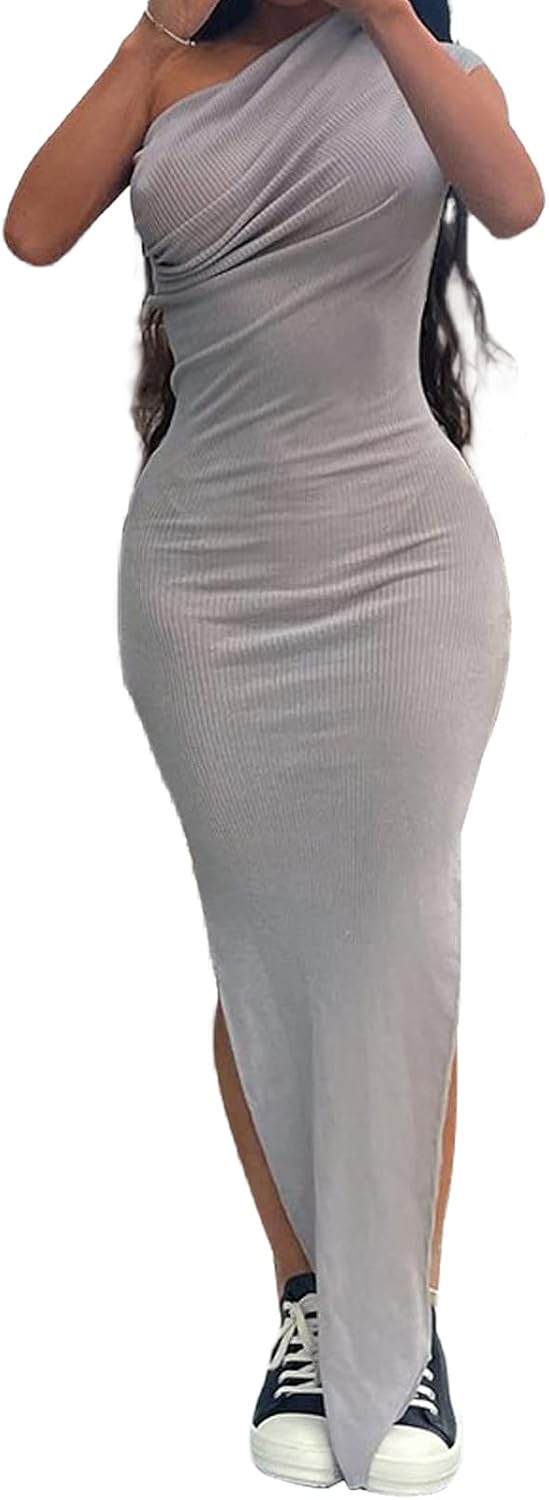 Halfword One Shoulder Dress for Women Ribbed Bodycon Bahrain | Ubuy