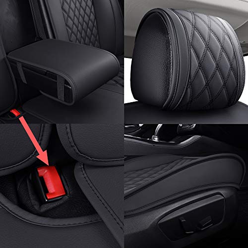 Yiertai Car Seat Covers Universal Fit Compatible With Versa Rogue Maxima Edge Sorento Escape Highlander Kia With Waterproof Faux Leather, Full Set, Black #TOP4