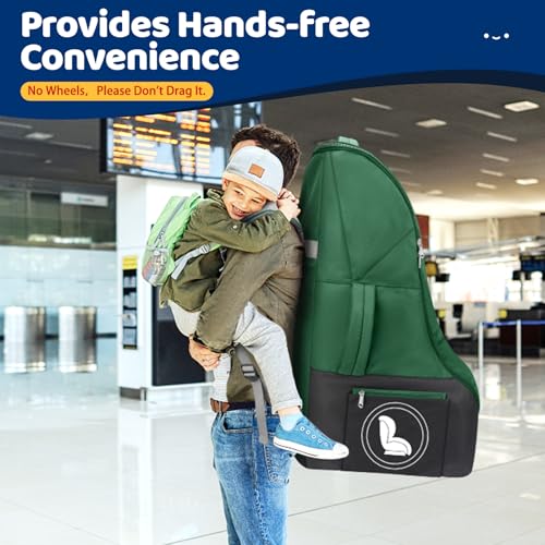 Image of YOREPEK Carseat Bags for Air Travel, Baby Airplane Travel Essentials | Shoulder Strap, Waist Strap, Padded Portective, PU Leather Wear-Resistant Bottom, Car Seat Bag with Side Pocket