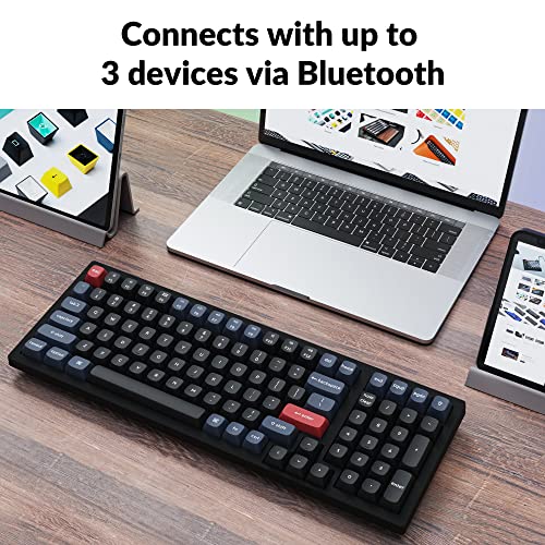 Image of Keychron K4 Pro 96% Custom Wireless Mechanical Keyboard with Hot-Swappable K Pro Brown Switch, QMK /VIA Programmable Macro Bluetooth /Wired Keyboard White LED Backlit for Mac Windows Linux - Black