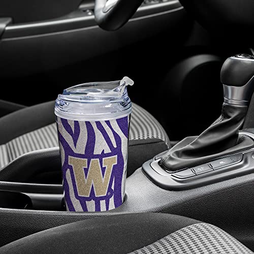 Image of Rico Industries NCAA Glitter 24oz Acrylic Glitter Tumbler with Hinged Lid, Officially Licensed Double Wall Tumbler with Straw