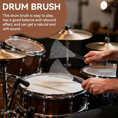 1Pairs Wire Brush Drumsticks, Retractable Drum Wire Brushes with Drawstring Storage Bag for Cajon Jazz Acoustic Drummer Playing Music Lover - Thumbnail 5