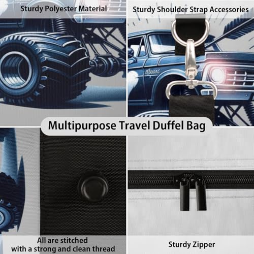 Travel Duffle Bag Truck Blue Abstract Sports Gym Bags for Women Men Weekender Overnight Bags Waterproof Carry On Tote Bag Workout Bag for Dance Swimming Yoga Hospital3