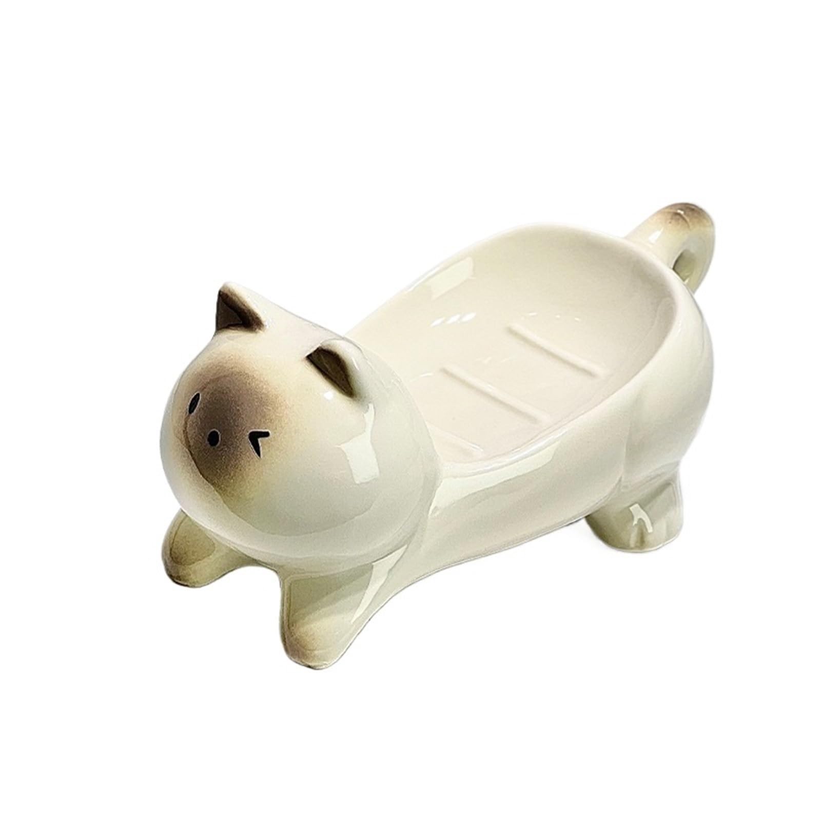 Jabonera Jabonera de cerámica | For ducha de baño con orificios de drenaje Decoración del hogar(Cat 17x9cm)