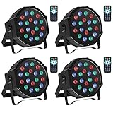UKing Foco LED DMX 4pcs 18LED Luces de Escenario RGB Disco Efectos de Iluminación Strobo 7 Modos con Control Rmoto Inalambrico para Bodas Luces de Fiesta de Navidad