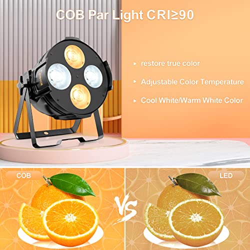 Stage Light,Yunhion Cob Stage Lights 160W Dj Par Light 4-Eye White Stage Lighting, Warm White/Cool White Led Stage Spotlight,Brighter Dmx512 Party Lights 8400 Lumens For Church Wedding Theater,1Pack #TOP1