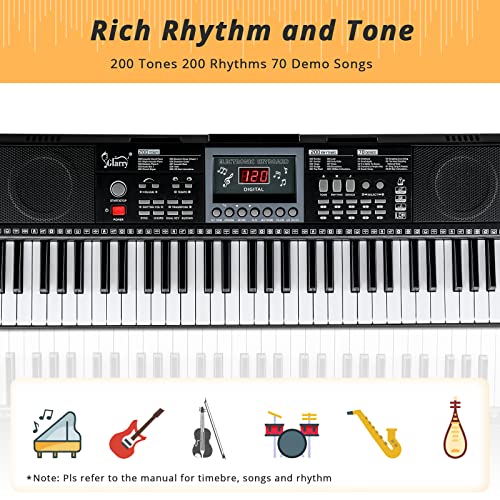 Glarry 61 Keys Full Size Electric Keyboard Piano Set For Beginners Kids Portable Music Keyboard Baby Christmas Gifts With Piano Bench, Piano Stand, Music Stand, Microphone, Power Supply, Headphone #TOP5