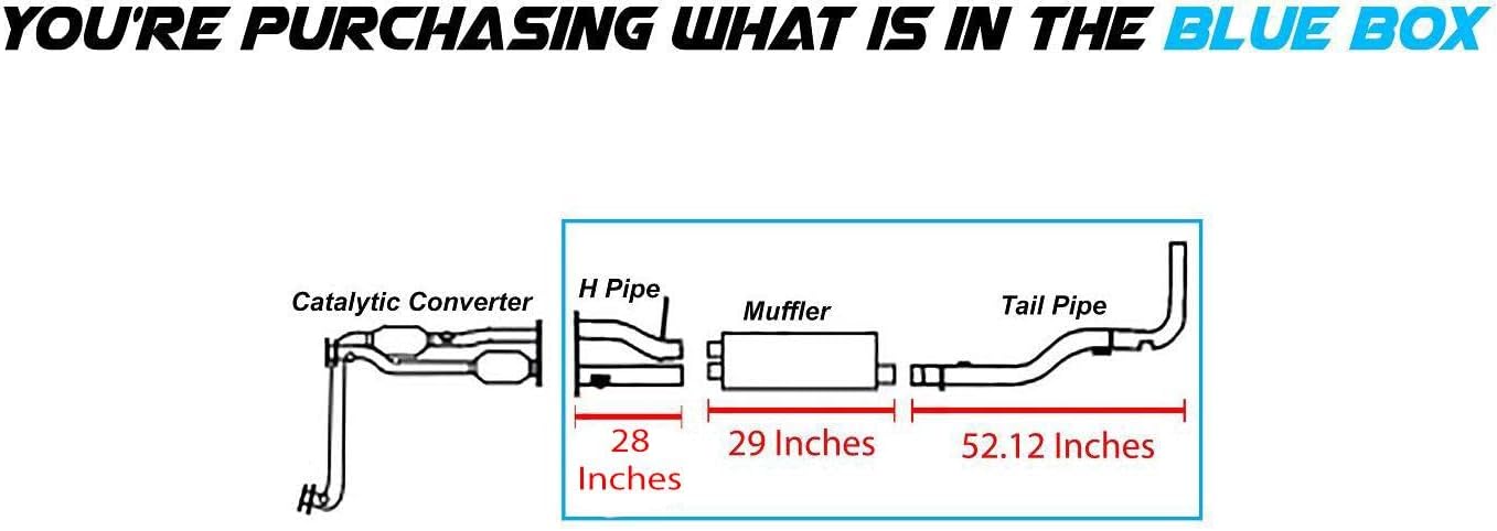 Northeastern Exhaust | H Pipe and Stainless Steel Muffler, Tail Pipe Exhaust System Kit Compatible for Chevrolet C/K1500 1996-1998 5.7L | Includes Gasket, Clamps | Regular Cab Pickup 131.5" wheelbase