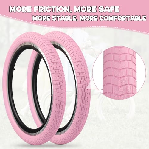 Balinge 20x2.125 Bike Tires 2 Pack 20 Inch Bike Tire Kids Pink 20x2.1 25 Bicycle Tire and Tube Folding Replacement Tire Suitable for BMX Bike 20x1.95 20x2.1 20x2.125 20x2.25,2 Tires+2 Tubes - Thumbnail 7