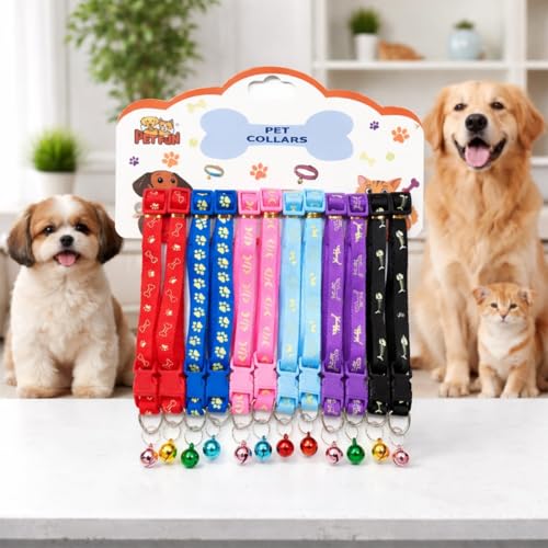 Image of Adjustable Dog & Cat Collar 10mm | Durable, Comfortable & Stylish Pet Collar | Ideal for Small, Medium & Large Pets- Color May Vary (2, New Printed Collar)