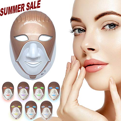 Crebeau 7 Color Led Face Mask with Touch Keys, Photon Led Light Therapy Facial Skin Care Mask For Healthy Skin Rejuvenation, Collagen, Anti Aging, Wrinkles, Scarring