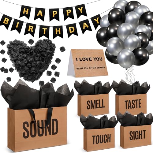 Soulchen 5 Senses Gift Bag for Him Her with Label Five Sense Birthday Decor