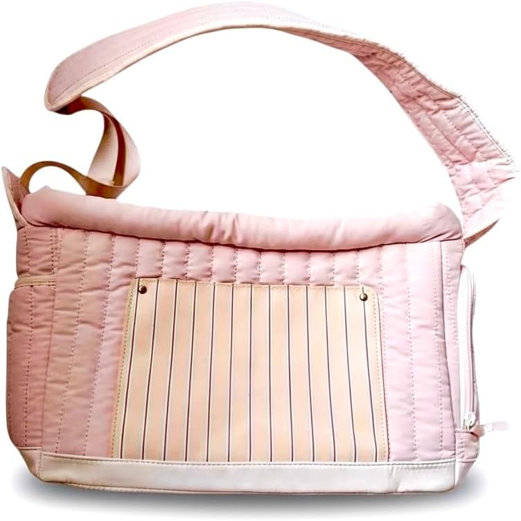 Tristan Home Luxury Quilted Pet Carrier Tote Bag, Waterproof, Adjustable Shoulder Strap, 42cm x 28cm x 20cm (Pink)