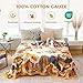 Boho Throw Blanket 100% Cotton Soft Bed Throw Twin Lightweight Blanket Floral Bird and Butterfly Room Decor Breathable Bed Blankets,60