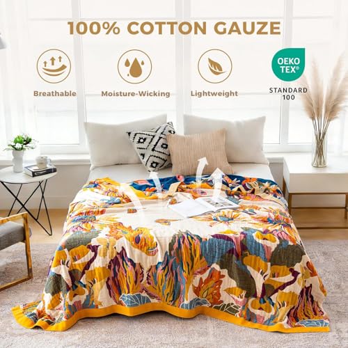 Image of LUTBM King Throw Blanket for Bed -100% Cotton Soft Boho Fall Blankets