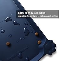 Vista 2 de Hoki Found - Bandeja de silicona para comederos de perros y gatos, tapetes impermeables para comida y agua, azul marino francés