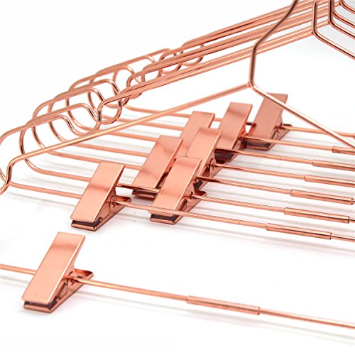 Koobay 16.5" Adult Rose Gold Metal Wire Clips Clothes Hangers, 25 Pack, Shiny Wire Clips Coat Suit Clothes Hangers Storage #TOP5