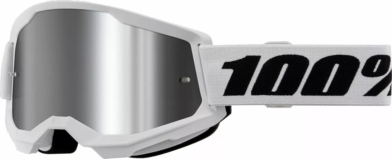 100% Unisex Erwachsene MX Cross Brille Strata 2 weiss - mirror Lens