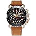 Produktbild LIGE Herren Chronograph Wasserdicht Militär Sport Analog Quarz Uhr Großes Gesicht Datum Mode Casual Braun Leder Armband LG9930A Roségold Schwarz