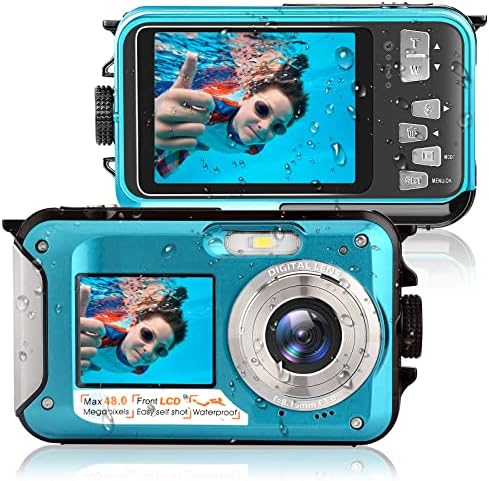 Waterproof Digital Camera for Photography 2.7K 48MP Full HD Video Recorder Dual Screens10FT Underwater Camera for Snorkeling