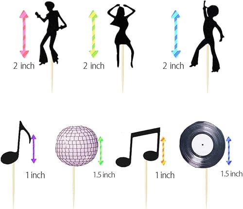 Miniatura 4 de LaVenty Decoración para cupcakes de discoteca de los años 70, decoración de cupcakes de discoteca de los años 70, decoración de fiesta de fiebre del