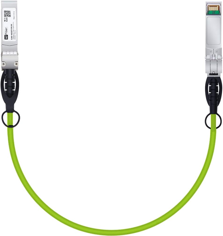 H!Fiber.com Green SFP+ Cable, 10G SFP+ DAC, 0.25M(0.82ft), Passive Direct Attach Copper Twinax Cable for Cisco SFP-H10GB-CU0.25M, Ubiquiti UniFi UC-DAC-SFP+, Meraki, Mikrotik, Intel, Fortinet, Netgear