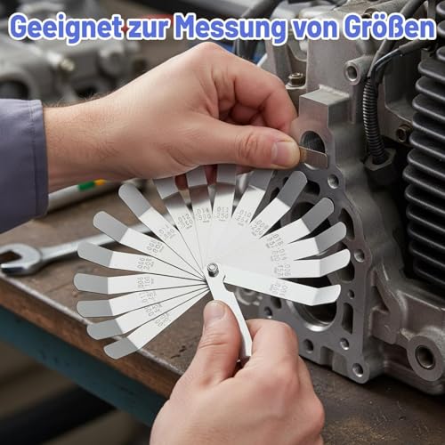 2-teiliges Fühlerlehre-Set, Faltbares Werkzeug ventillehre, Messkeil-Set Mit 32 Spitzen Und 16 Gebogenen Spitzen, Präzises Messwerkzeug für Ventile, Gitarre, Zündkerze, Kolben messen