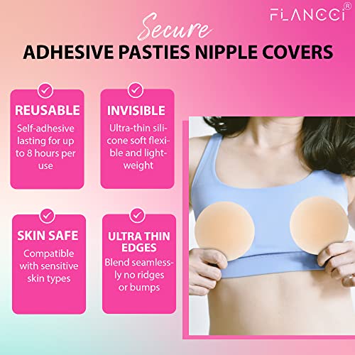 FLANCCI Nipple Cover Silicone Nipple Pasties for Women, Pasties Nipple Covers Sticky, Reusable Waterproof Breast Petals4