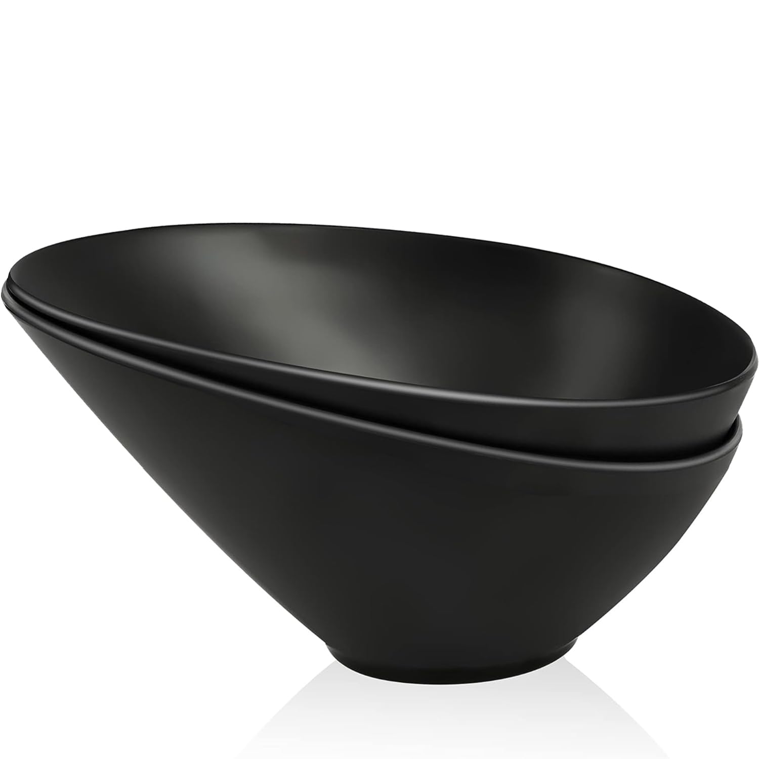 LOVYANXUEBamboo Fiber Salad Bowls, 2 Packs Serving Bowls Black, Compostable 33 Ounce Elegant Black Angled Bowls for Salad, Pasta, Soup, Prep, Ideal for Home and Restaurant