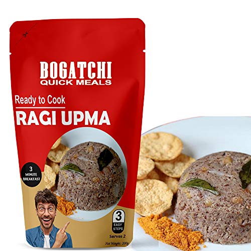 Image of BOGATCHI Quick Meals - Ready to Cook Authentic RAGI UPMA - 200 g , Ready to Eat Millet Upma Meal and Tasty Instant Meal, 100% Natural Ingredients, No Preservatives, No Artificial Flavours & Colours