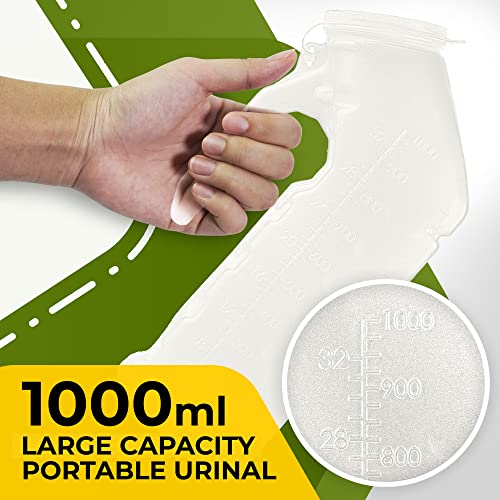 BodyHealt Deluxe Male Urinal Bottle - Urinals for Men 32oz/1000ml Bed Buddy with Spill Proof Lids. Plastic Pee Bottle, Portable Urinal for Men. Pee Container Men for Car, Camping & Incontinence (2PC) - Thumbnail 4