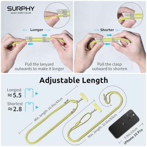 Image of SURPHY Phone Lanyard Crossbody, Phone Strap Crossbody with 2 Tether Tabs