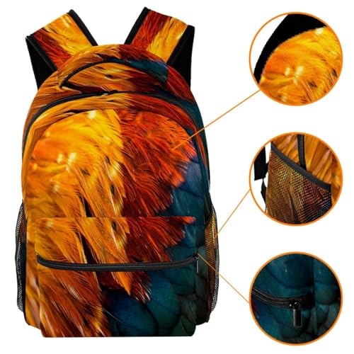 Sac à dos d'école plumes colorées idéal pour le collège et les sorties - 3