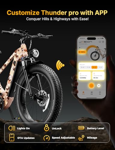 Image of Jasion Thunder /PRO /ST Electric Bike,2000W /1800W Peak Ebikes for Adults,26''Fat Tire Best Ebike for Men,90 /80 Miles with 1040Wh /864Wh Battery,35 /30+MPH Max Speed Bicycles,500 /400LB Capacity