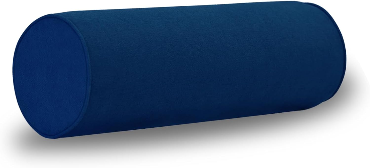Cylinder Round Memory Foam Support Pillows Cervical Neck Roll Pillow with Pillowcase Soft, Comfortable and Breathable for Sleeping, Chair, Car, Sofa,Travel (Navy Blue, 18X6)