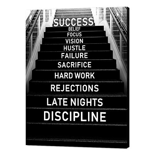 Motivational Office Art Go Toward Success Inspirational Quote Wall Painting on Canvas Home Decor for Living Room Study Room Library Classroom, Framed 18" x 24"