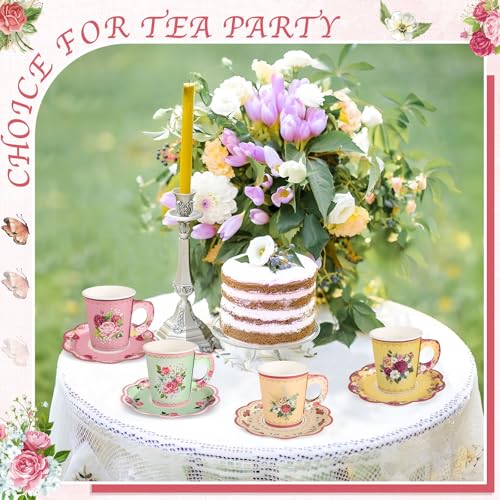 48 Sets Vintage Floral Tea Party Cups 7 OZ Disposable Cups - image 6