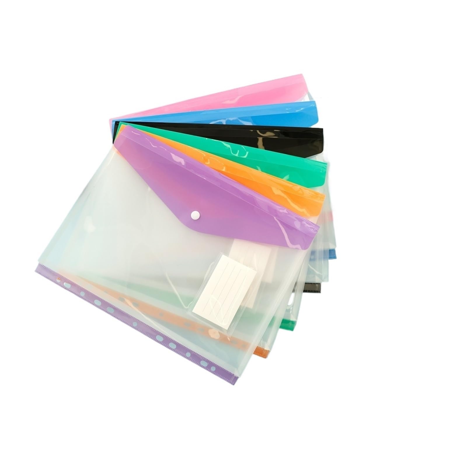 Cartelline Trasparenti 24 cartelle raccoglitore tascabile formato A4 buste impermeabili espandibili trasparente con bottone a pressione for ufficio scolastico(Style A 24 Pcs)