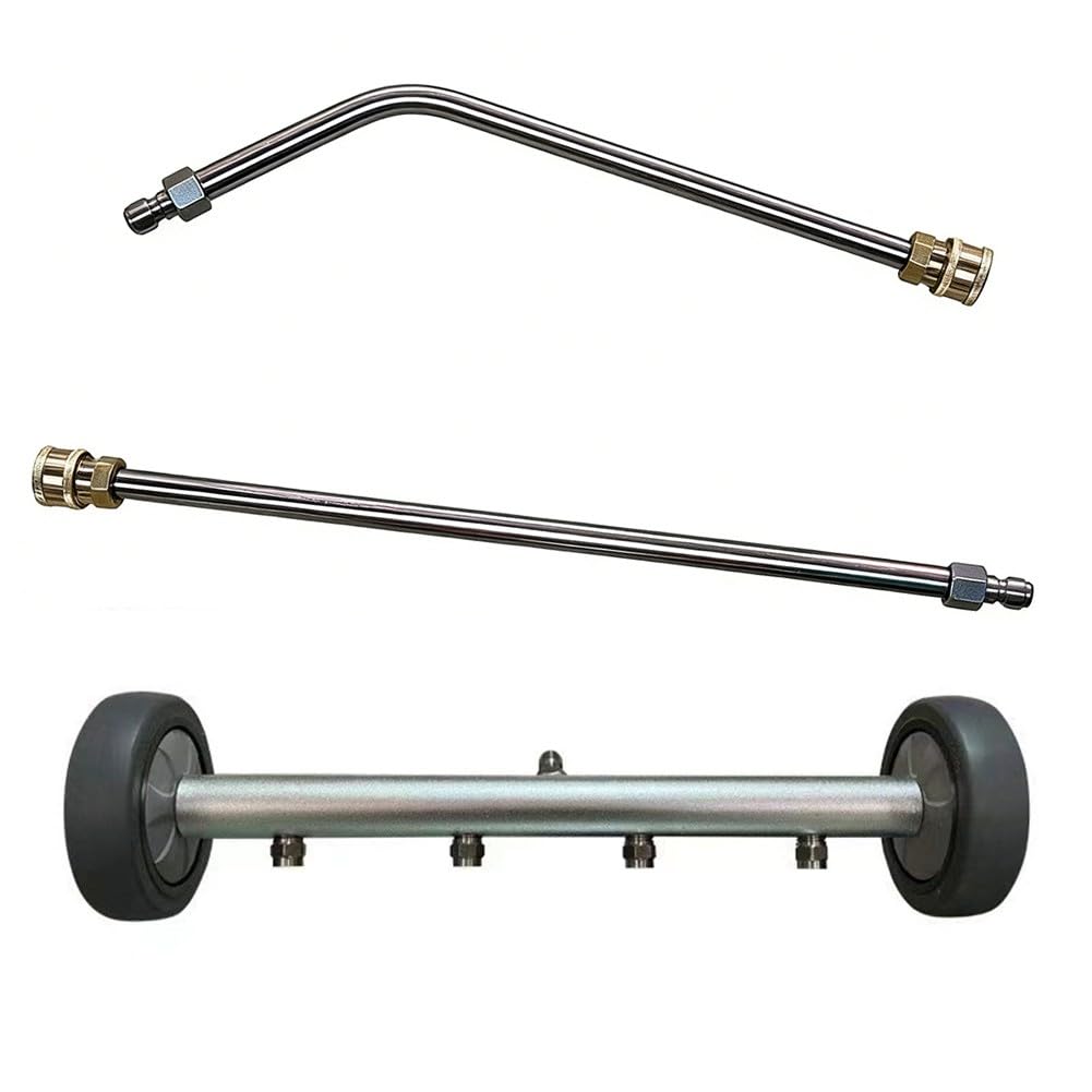 Varita de lavado a presión de 4000 PSI, limpiador de chasis de vehículo de acero inoxidable y aleación de aluminio con conexión rápida de 14 pulgadas, 4 boquillas y varillas de extensión para limpieza