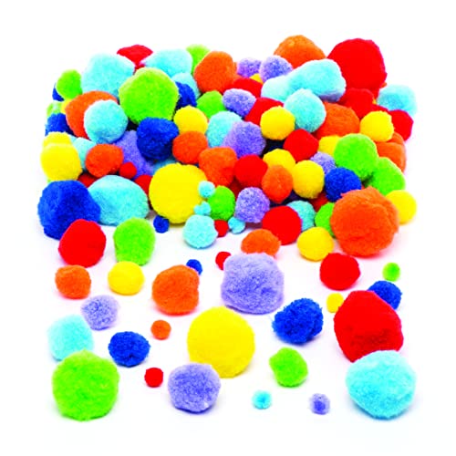 Bolas De Pompón Multicolor - 300 Unidades En 2 Tamaños (17 Mm Y 21.5 Mm) | Para Manualidades, Sombreros Y Decoración