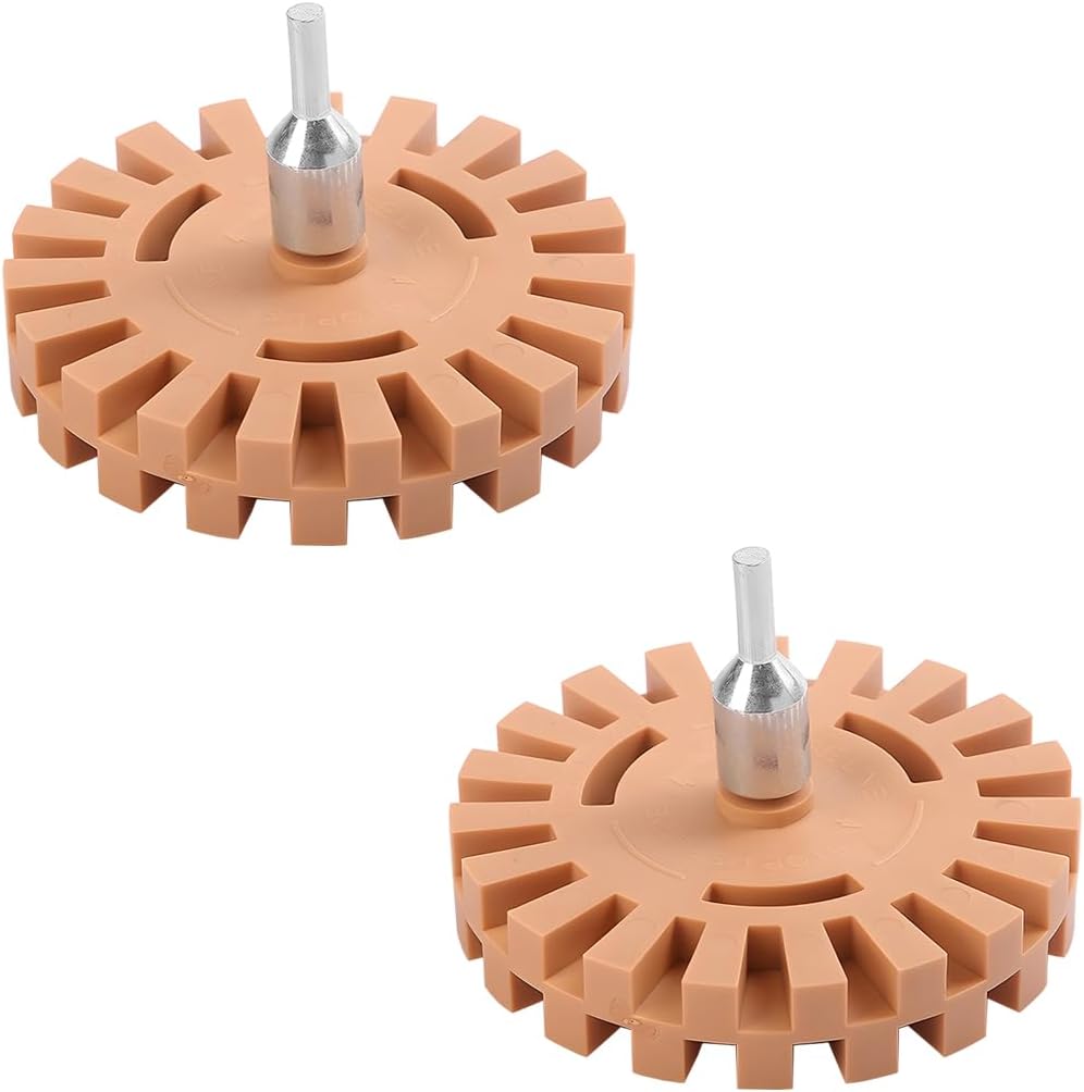Car Decal Remover Eraser Wheel, 2PCS 4 Inch Vehicle Vinvl Pinstripe Tapes Sticker Remover Wheel with Drill Adapter, Automotive Adhesive Removal Tool, Universal for SUV RV Truck