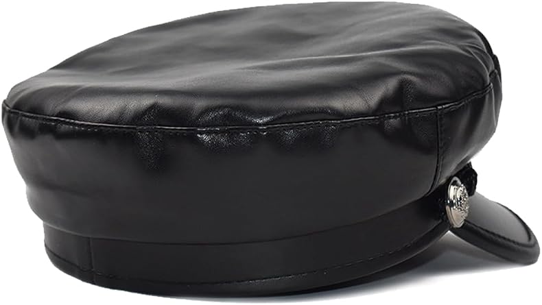 Women Fiddler Cap Newsboy Hat PU Leather Visor Beret Cap
